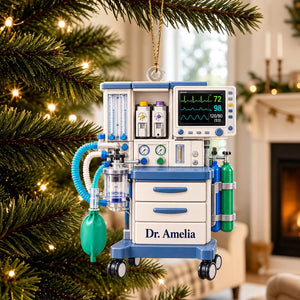 Personalized Anesthesiologist Ornament,  Custom Name CRNA Gift Anesthesia Machine Decor for Respiratory Therapist Doctor ICU Nurse