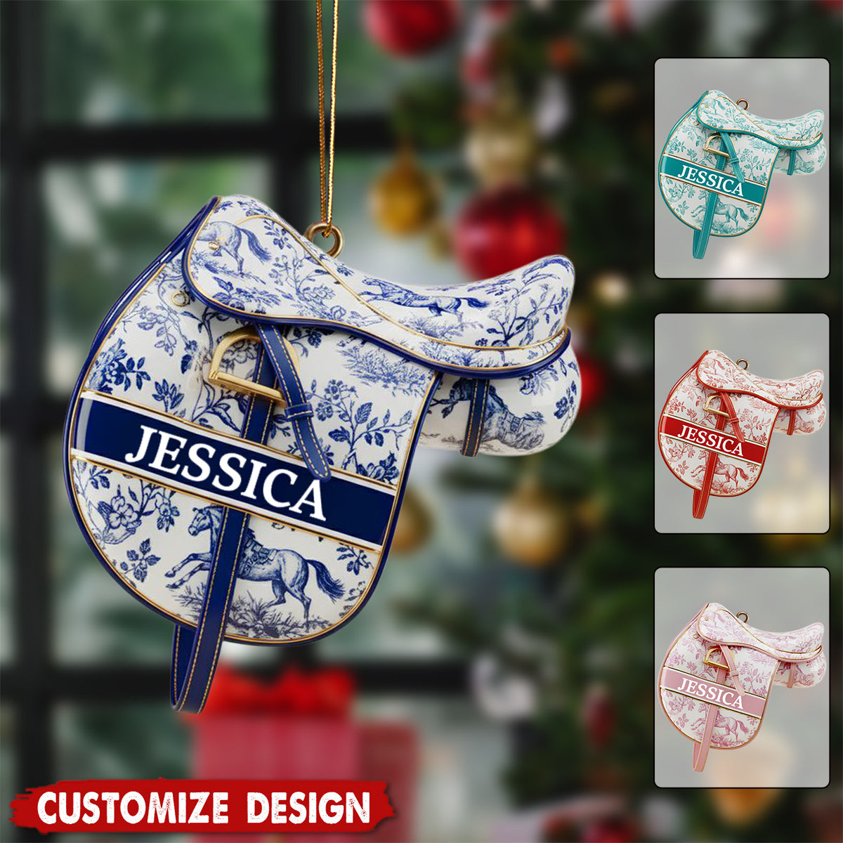 Personalized Equestrian Saddle Christmas Ornament - Gift For Horse Riding Lovers