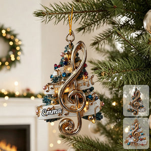 Personalized Treble Clef Acrylic Ornament, Custom Music Lover Gift For Holiday Tree