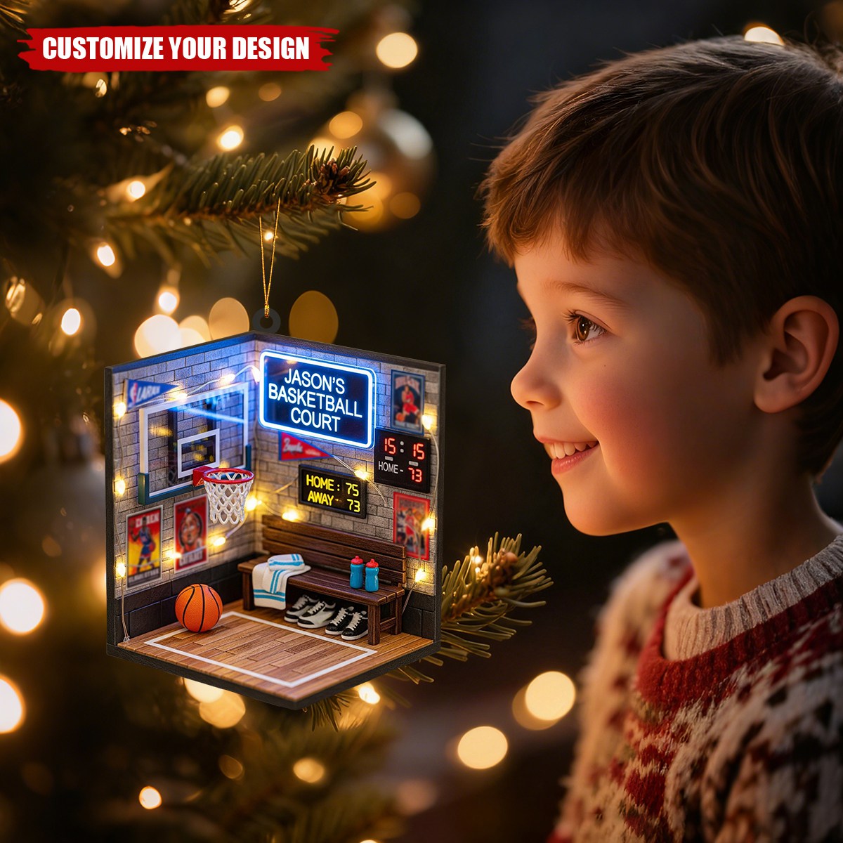 Personalized Basketball Court Ornament, Sports Acrylic Ornament Christmas 2025