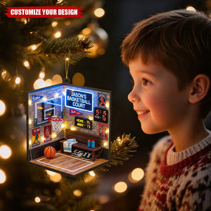 Personalized Basketball Court Ornament, Sports Acrylic Ornament Christmas 2025