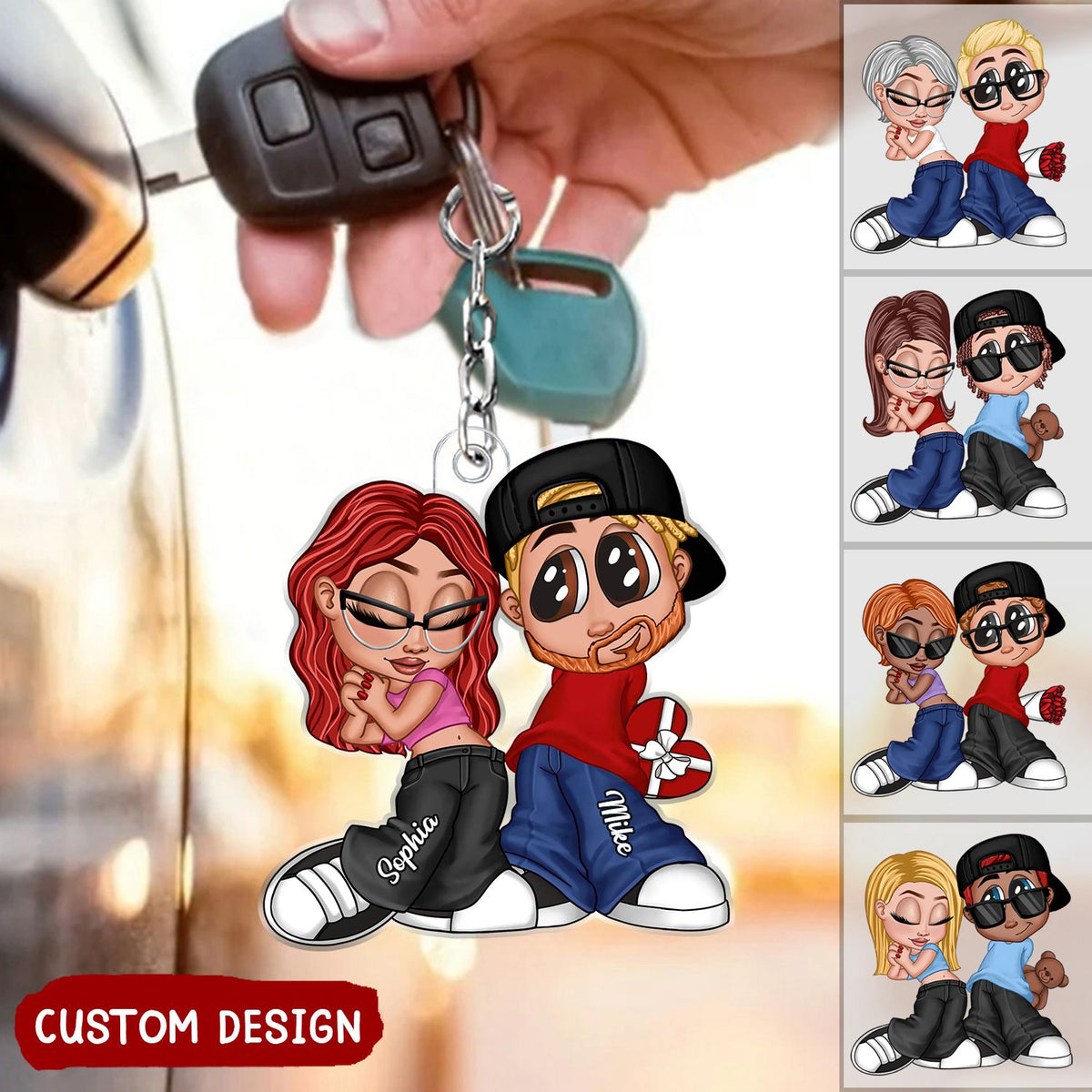Y2K Couple Personalized Acrylic Keychain, Gift For Couples