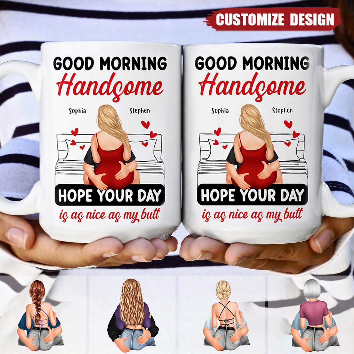 Good Morning Handsome Beautiful - Personalized Couple Mug