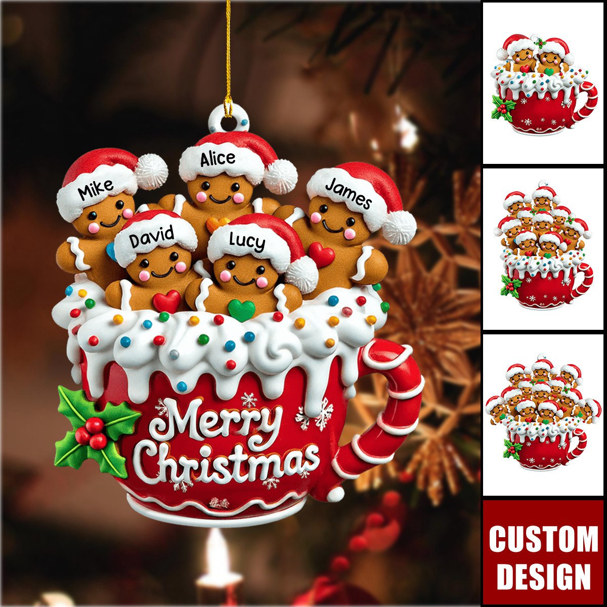 Merry Christmas - Personalized Gingerbread Christmas Ornament, Gift For Family - 2025 New Release
