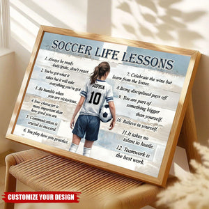 Personalized Soccer Life Lessons Poster - Inspirational Gift for Young Football Athletes & Sports Families