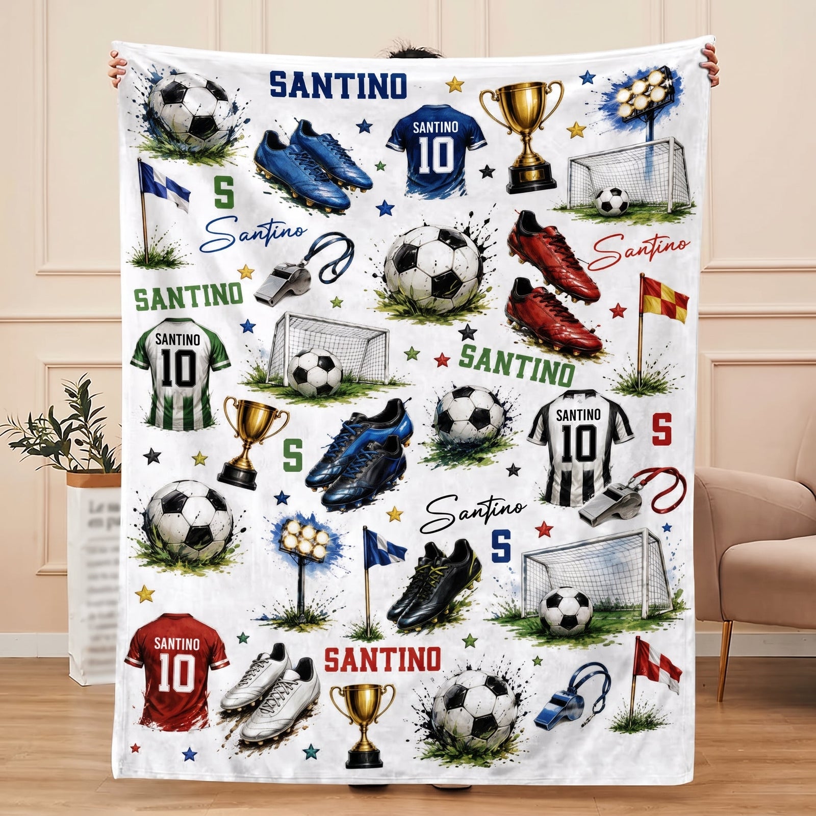 Personalized Soccer Blanket with Name