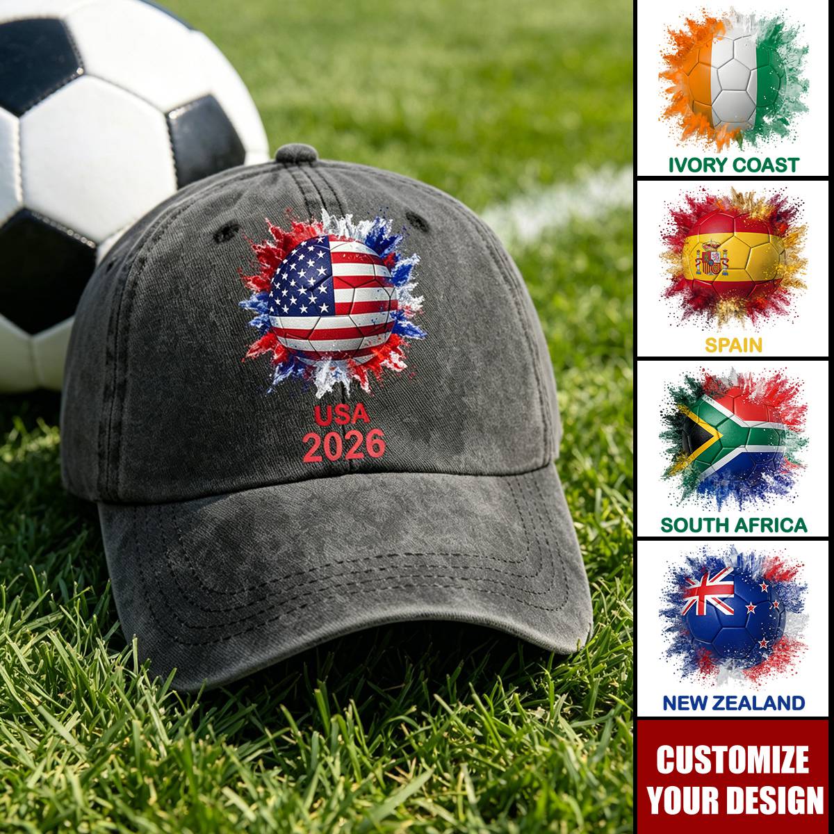 Custom Country Flags - Personalized All Over Print Classic Cap - Football/Soccer Gift Idea