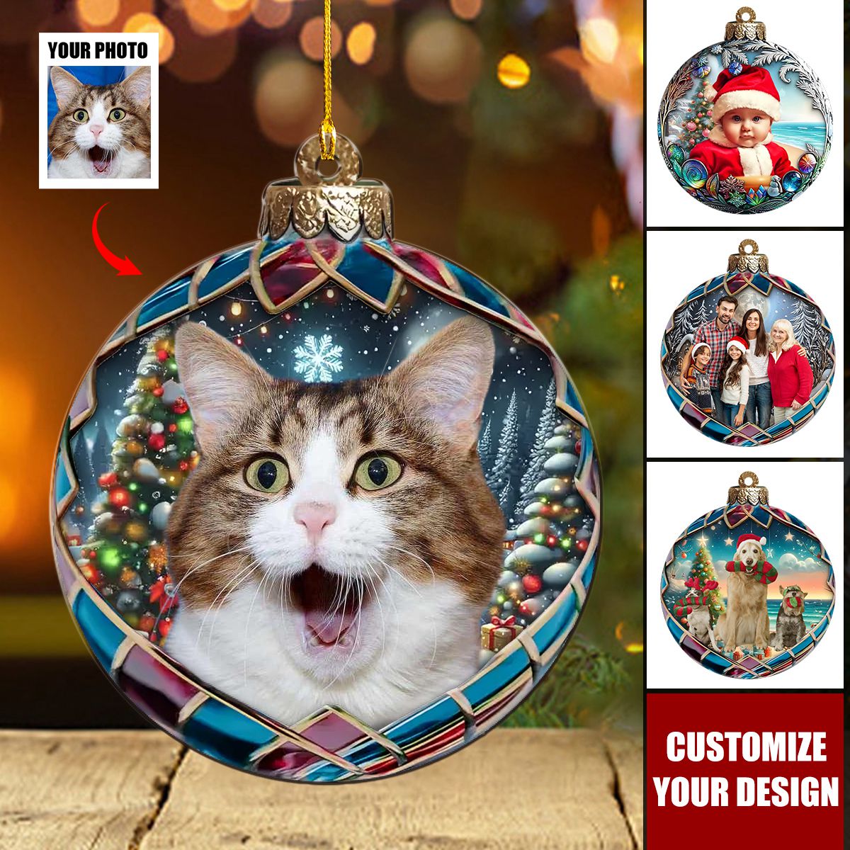 Custom Photo Christmas Good Cheer Is Found With Family Personalized Christmas Acrylic Ornament - 2024 New Release  Gift For Family Members