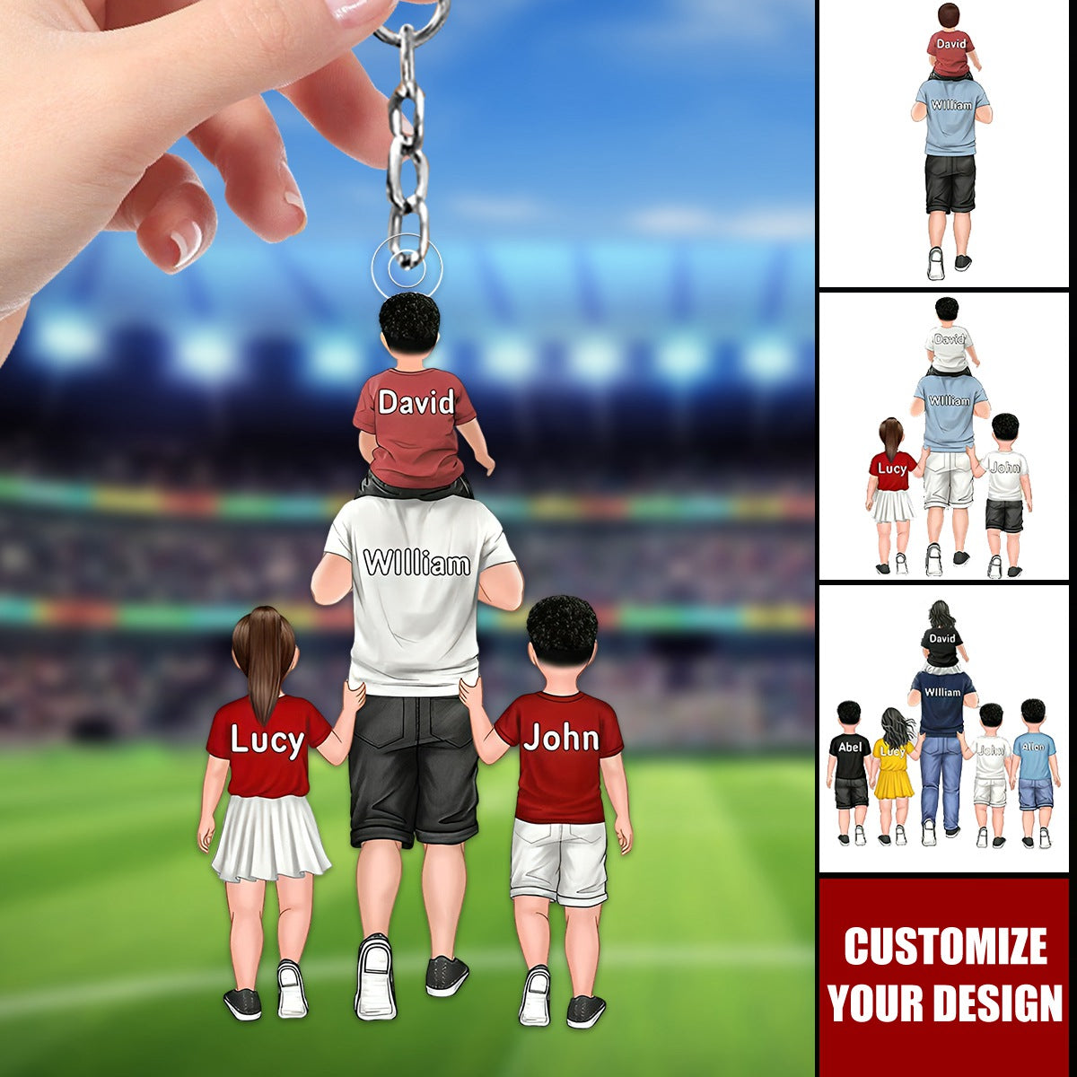 Personalized Dad And Kids Keychain