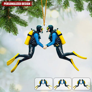 Personalized  Scuba Diving Couple Acrylic Ornament Gifts For Couple