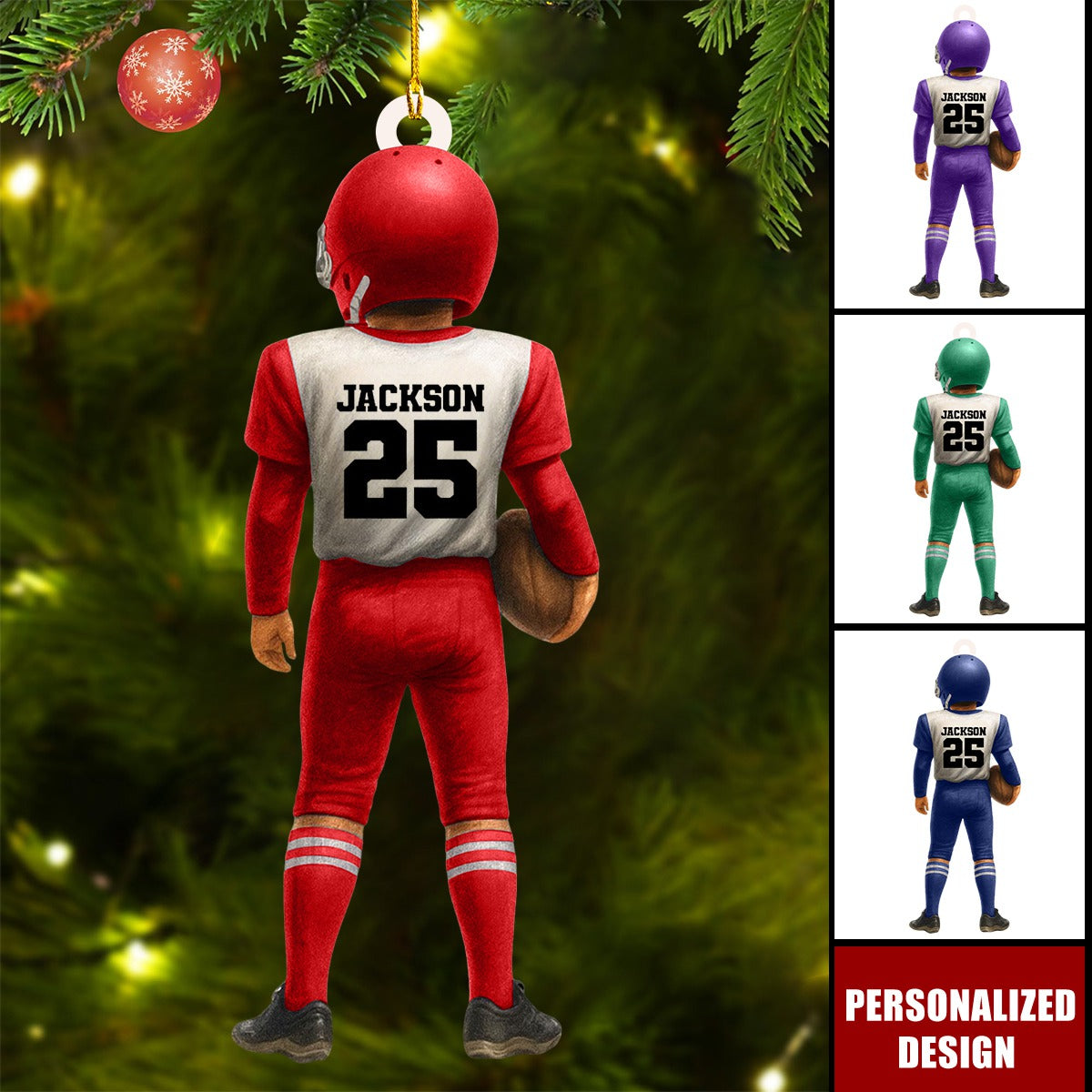 Personalized Kid Football American Christmas Ornament Gift for Football Player
