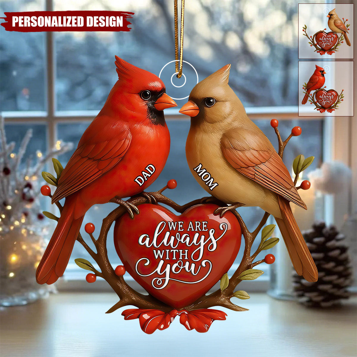 Personalized Cardinal Memorial Ornament-Loss of Loved One Sympathy Gift