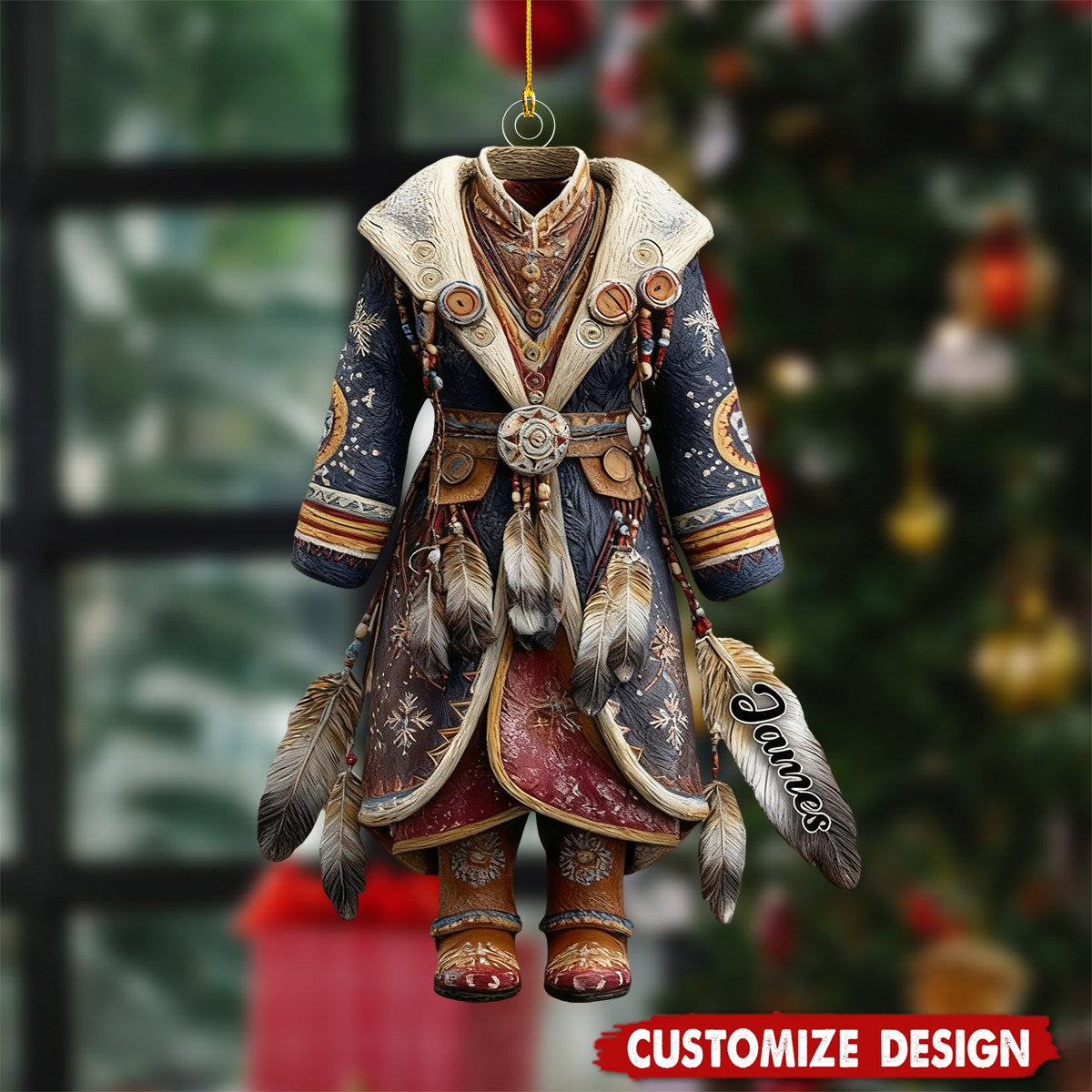 Personalized Native American Outfit Ornament - Cultural Heritage Christmas Gift for Family and Friends