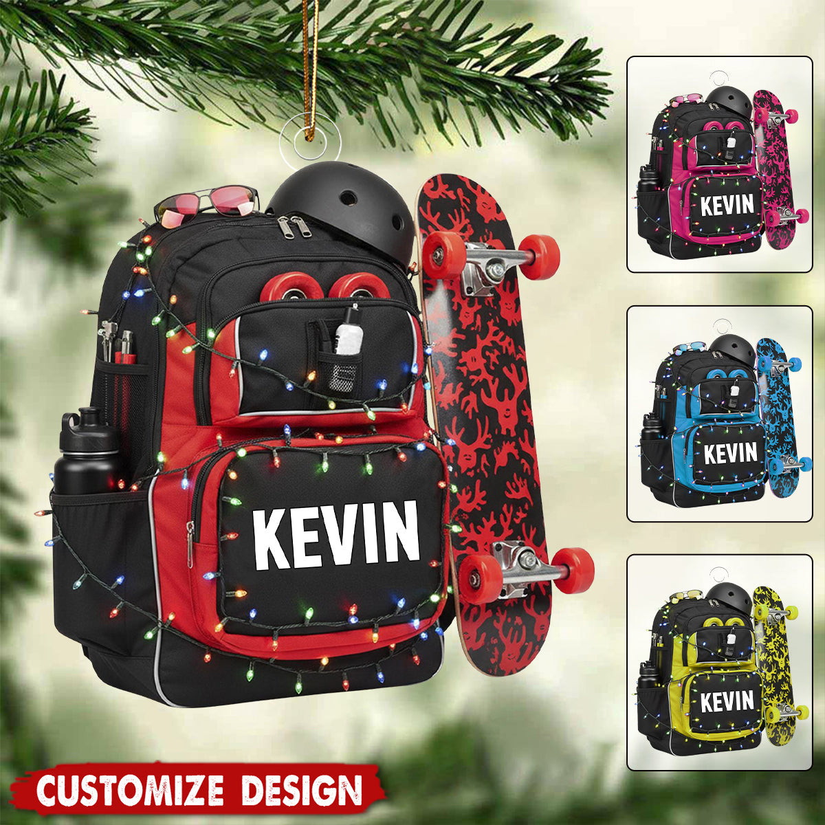 Personalized Skateboard Backpack Ornament