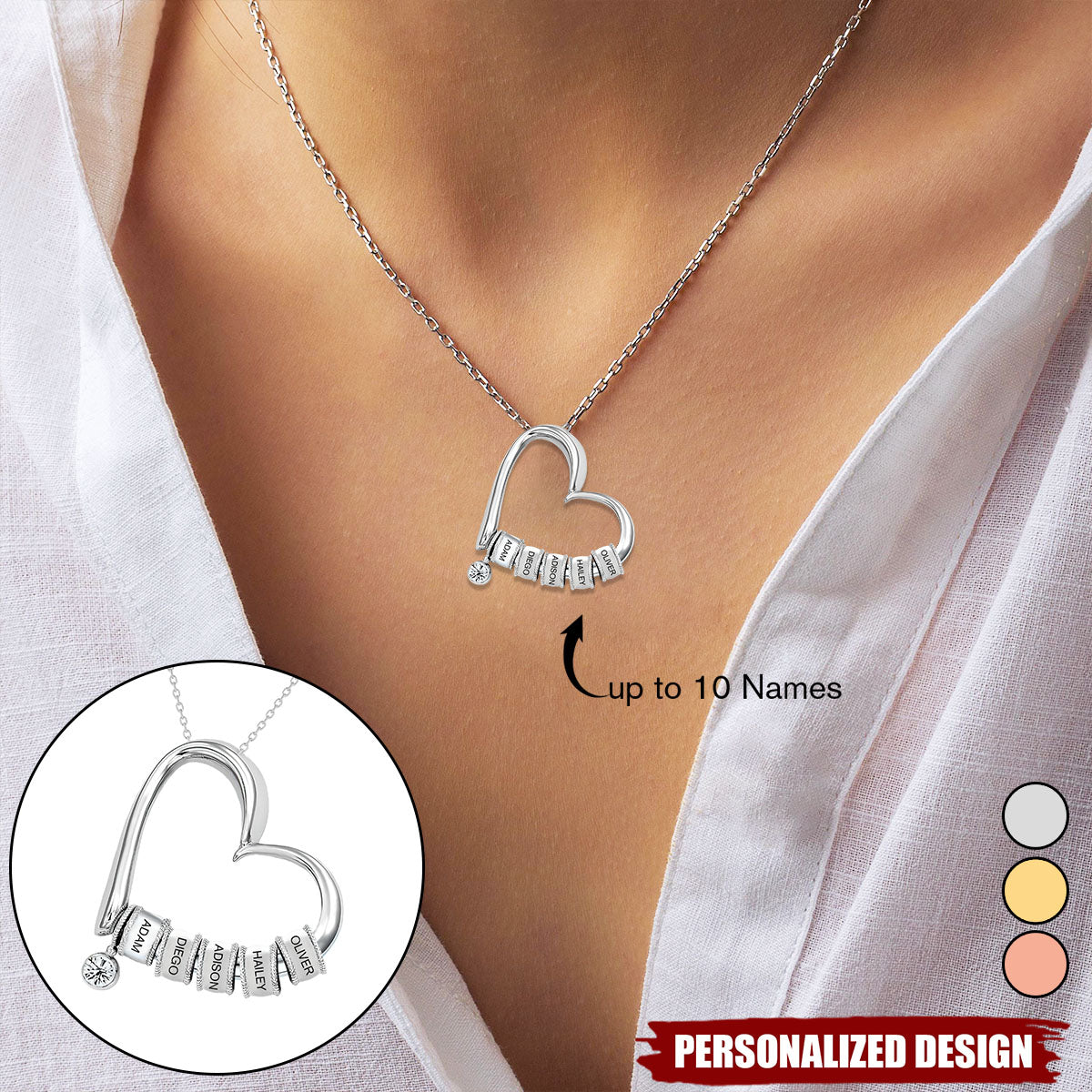 Personalized Name Hearts Christmas Necklace-Gift For Family