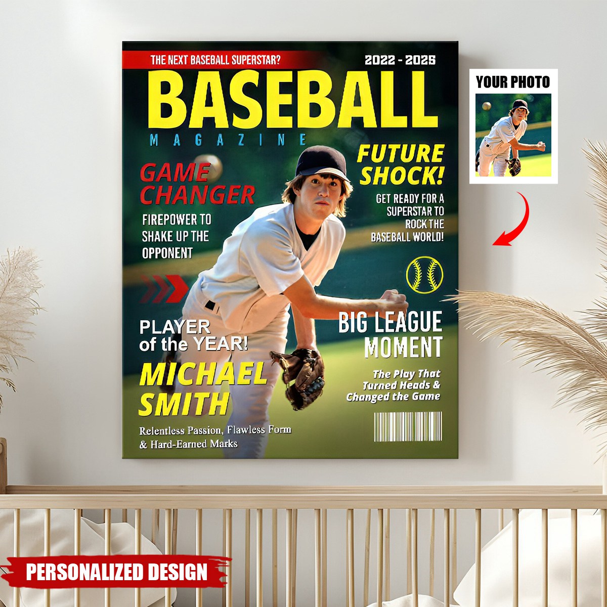 Custom Baseball Magazine Cover Poster, Graduation Gifts for Baseball Player
