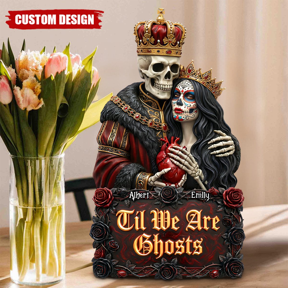 Gothic Skeleton Couple Acrylic Plaque – Personalized Gifts For Couple