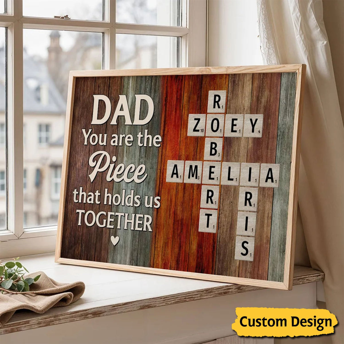 Dad You Are The Piece Crossword Puzzle Art Rustic Personalized Poster, Gift For Dad