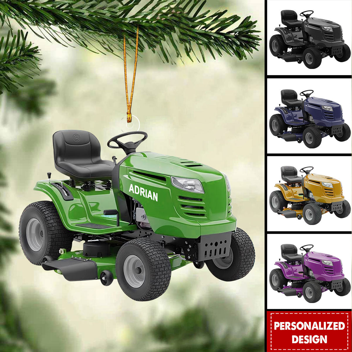 Personalized Lawn Mower Ornament Christmas Gift for Gardener or Landscaper