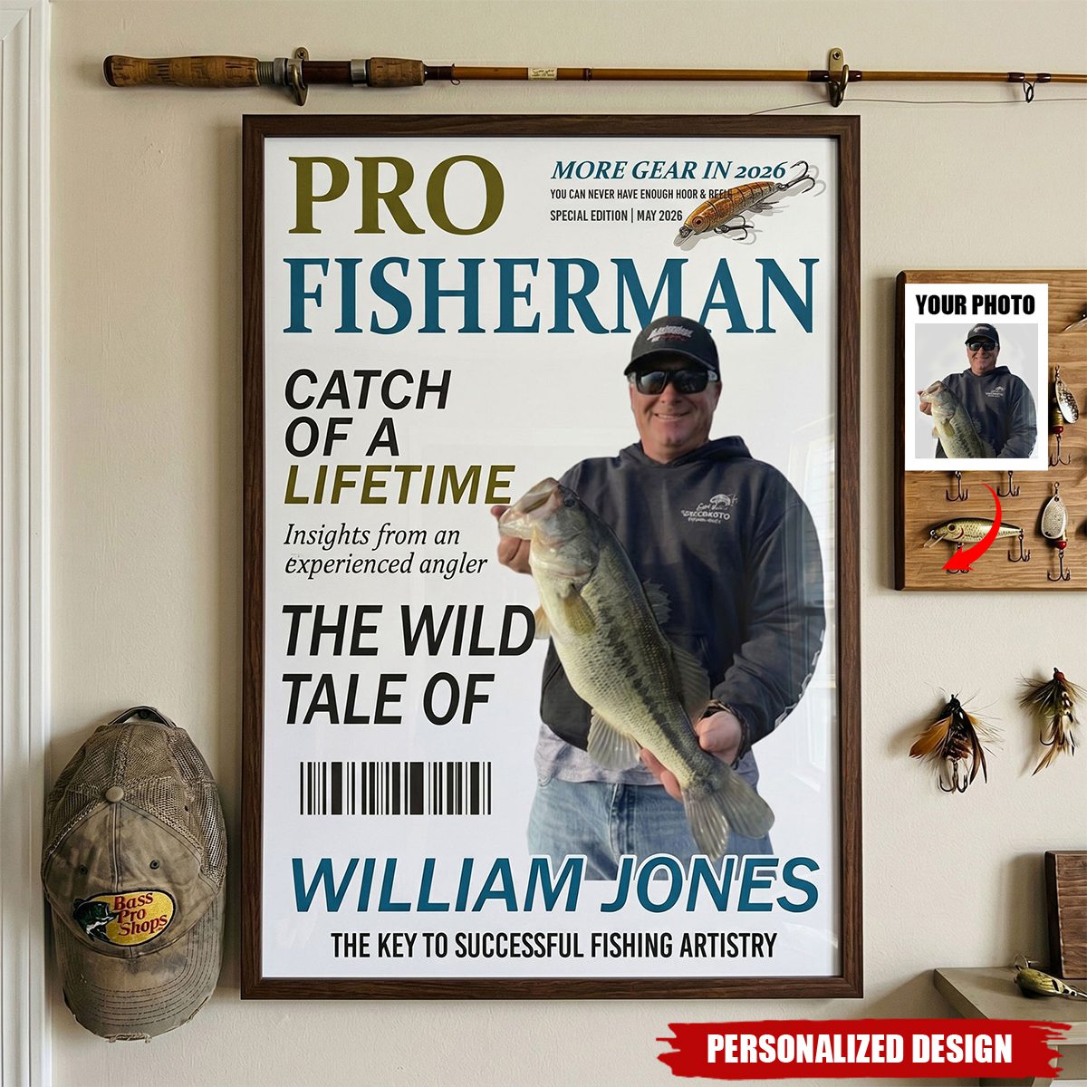 Personalized Pro Fisherman More Gear Newspaper Style Poster-Gift For Fisherman