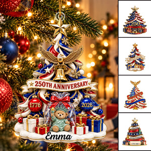 Personalized 250 Years America Ornament,Patriotic Christmas Tree Ornament