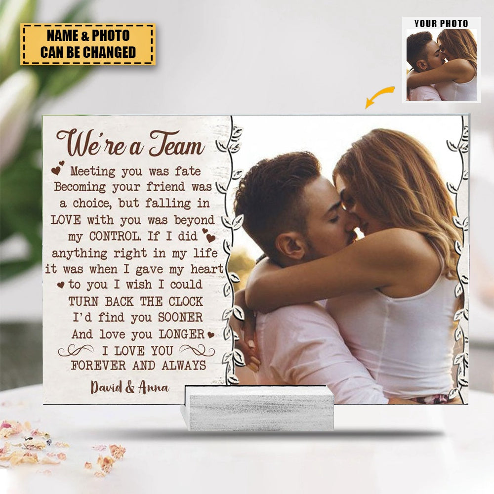 We're A Team Personalized Photo Acrylic Plaque Gift For Couple