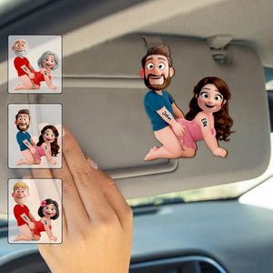 Naughty Personalized Couple Custom Shaped Car Visor Clip - Gifts For Couple
