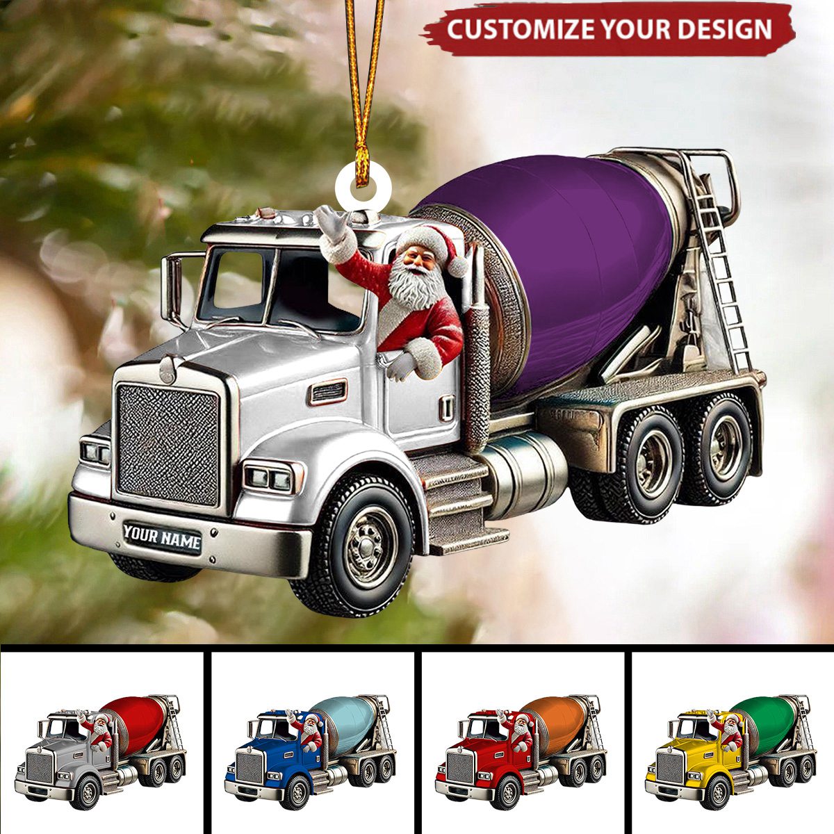 Personalized Cement Mixer Santa Ornament - 2025 New Release Unique Holiday Gift for Construction Fans
