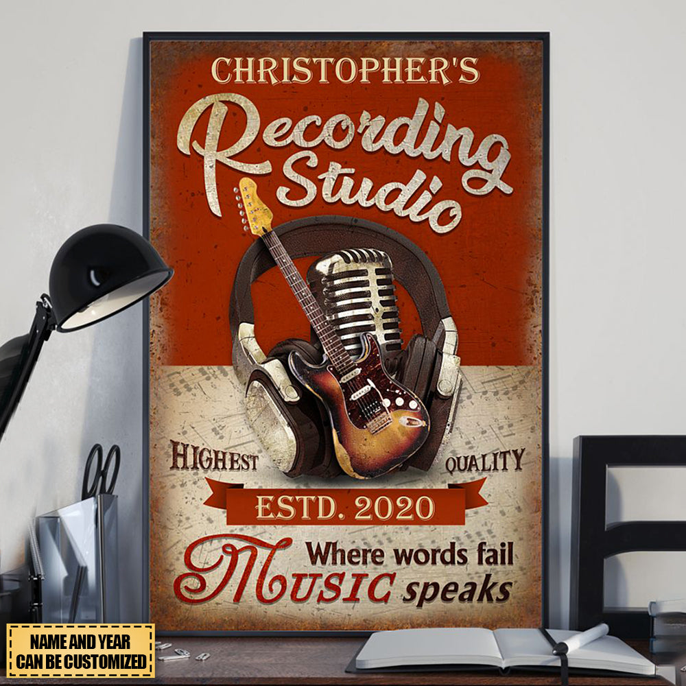 Personalized Guitar Where Words Fail Vertical Poster - laihair