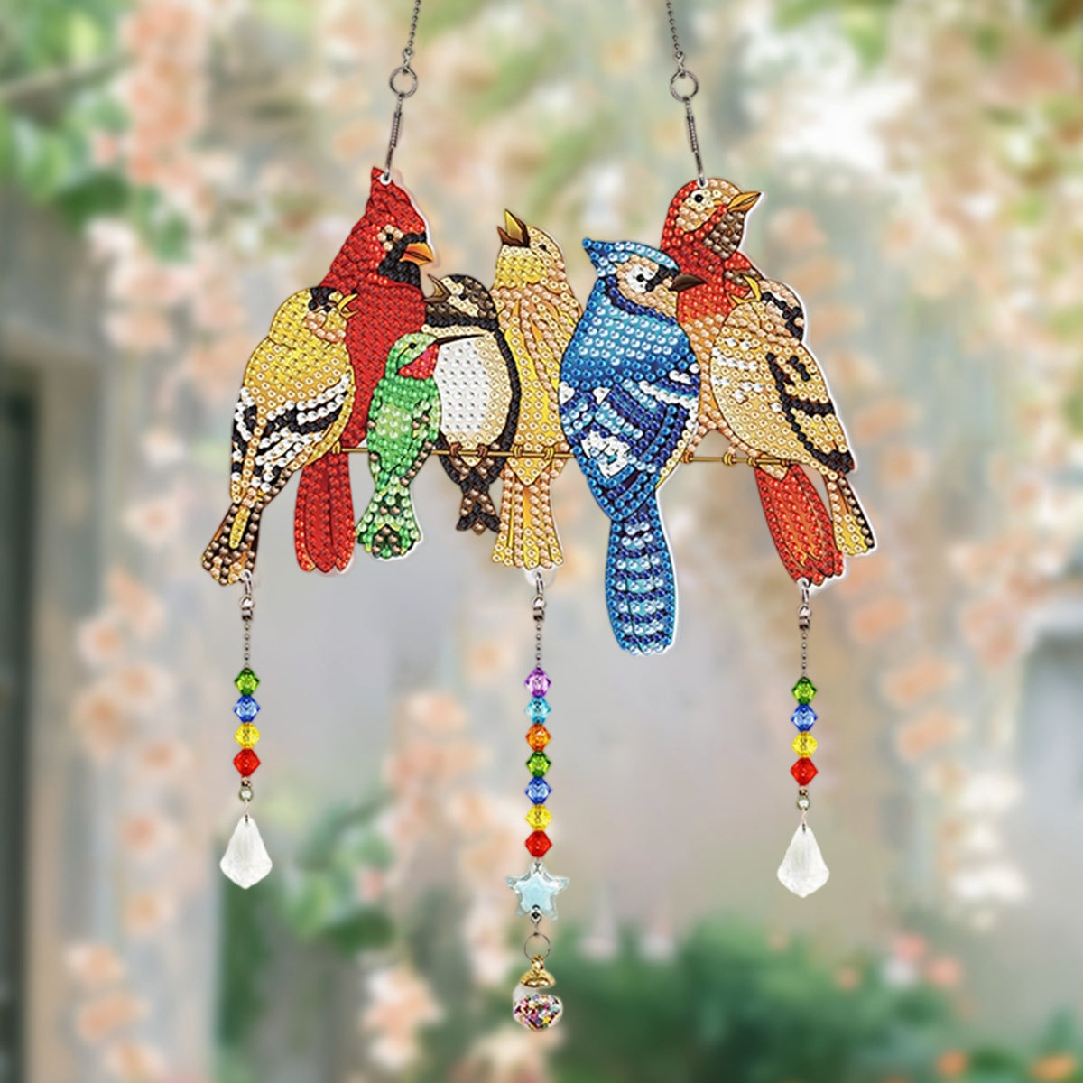 Diamond- Art Hanging Kit - Special Rhinestone 5D Window Ornament - Gift For Bird Lovers