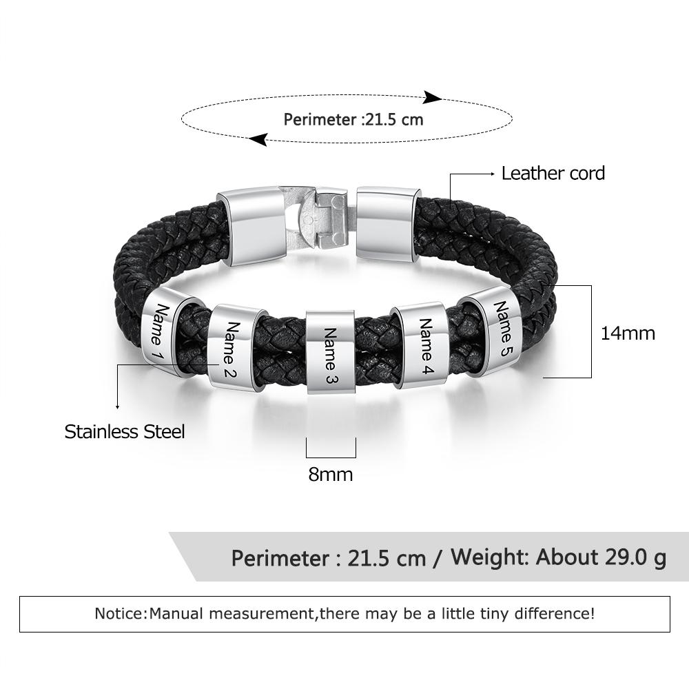Man Leather Braided Bracelet - Gift For Dad,Grandpa