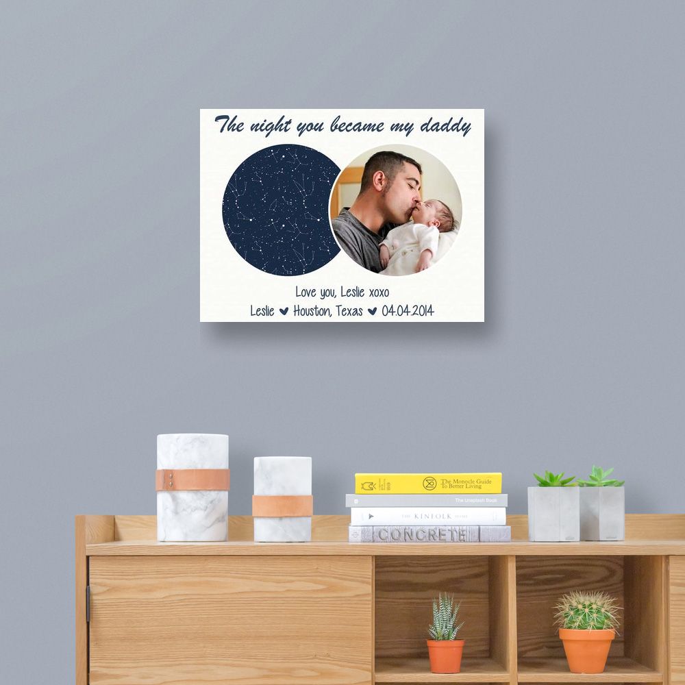 The Night You Became My Daddy Custom Star Map Photo Canvas Poster - laihair