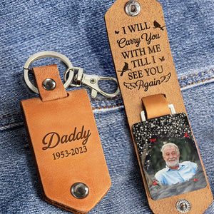 Until I See You Again - Personalized Leather Photo Keychain