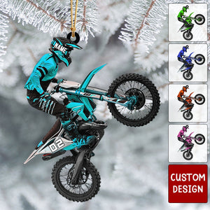 Personalized Motocross Biker Christmas Ornament