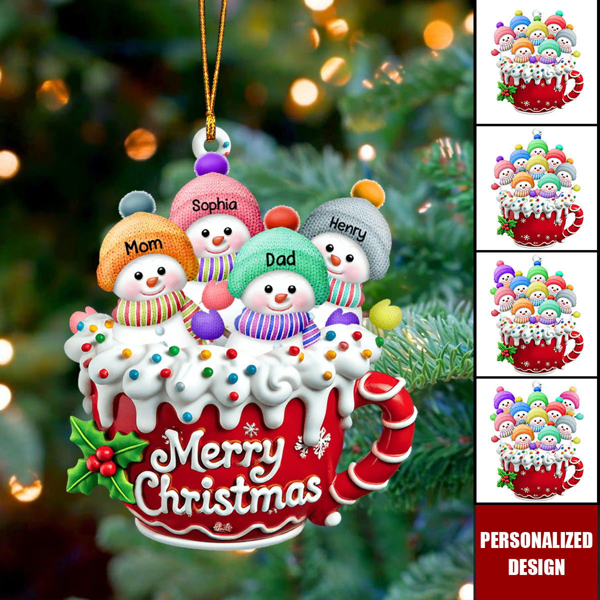 Personalized Snowman Family Christmas Ornament