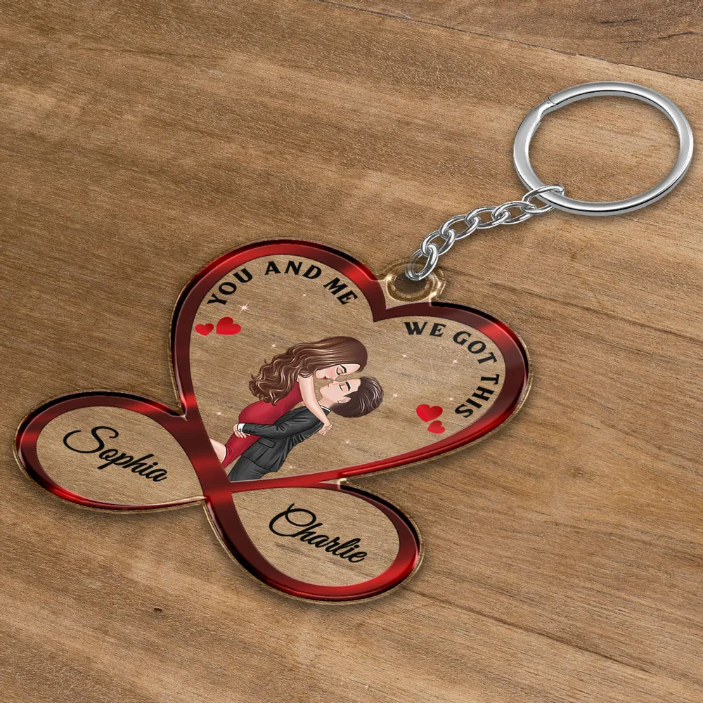 Infinity Heart Couple Hugging Kissing Anniversary Gift For Him Gift For Her Personalized Acrylic Keychain