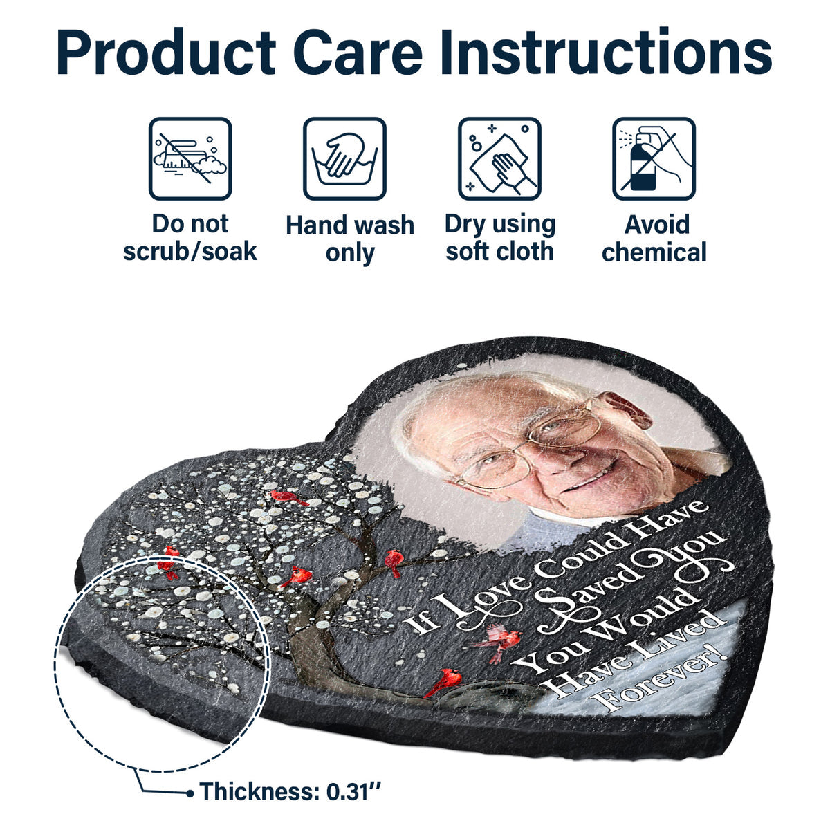 Custom Photo Not A Day Goes By - Memorial Gift For Family, Friends, Dog Lovers, Cat Lovers - Personalized Heart Memorial Garden Stone