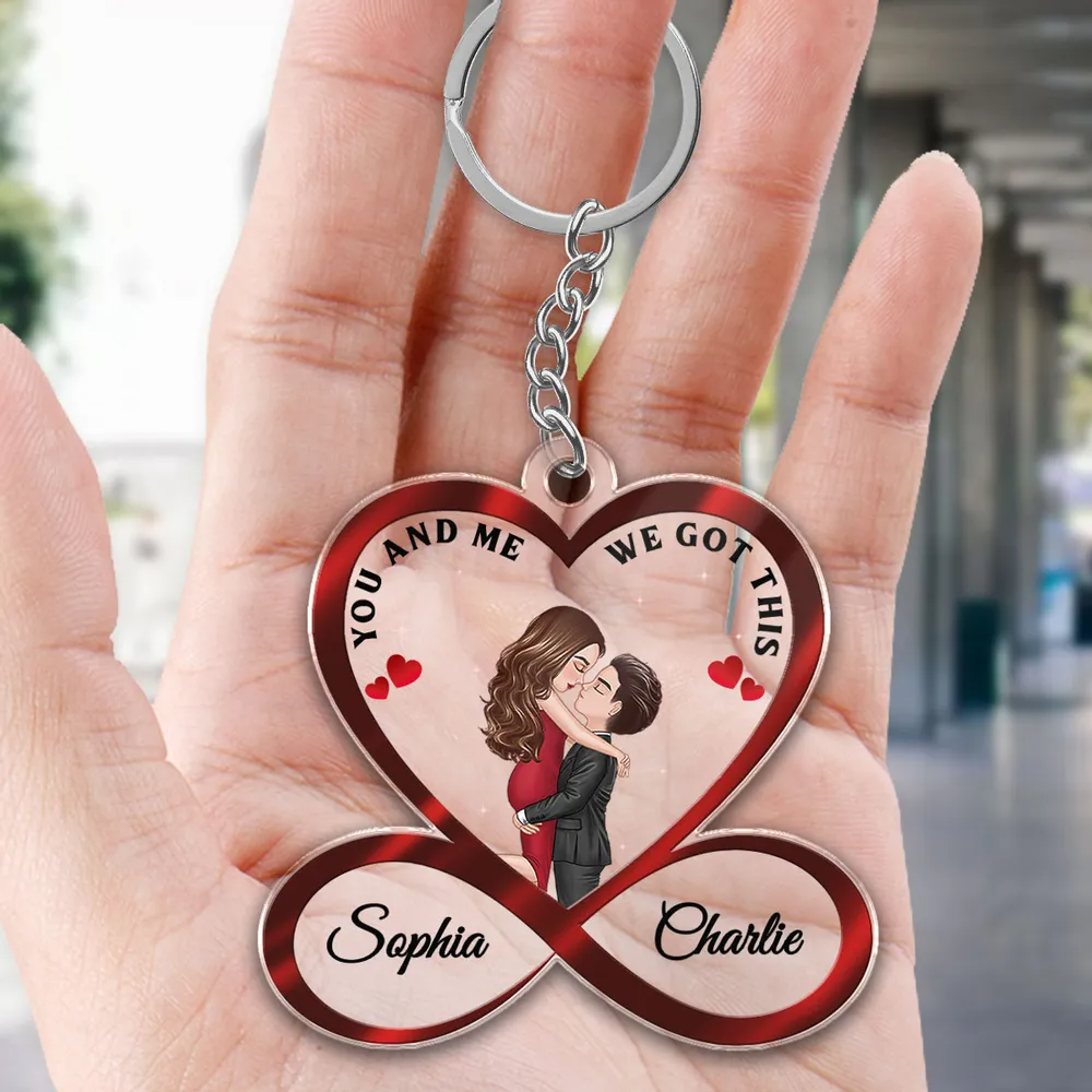 Infinity Heart Couple Hugging Kissing Anniversary Gift For Him Gift For Her Personalized Acrylic Keychain