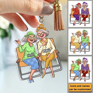 Personalized Gift for Friends Sitting Ladies Acrylic Keychain