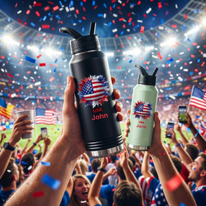 Personalized Soccer Water Bottle - Country Flags Gift For Soccer Lovers