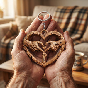 Dad Fist Bump Heart Keychain - Personalized Gifts For Dad