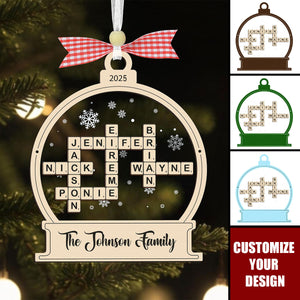 Family Crossword Christmas Ornament, Scrabble Personalized Christmas Ornament