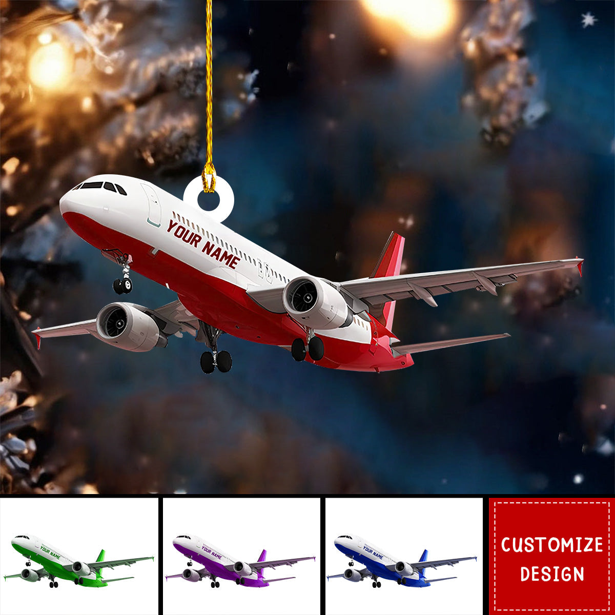 Personalized Airplane Acrylic Christmas Ornament - Gift For Pilot