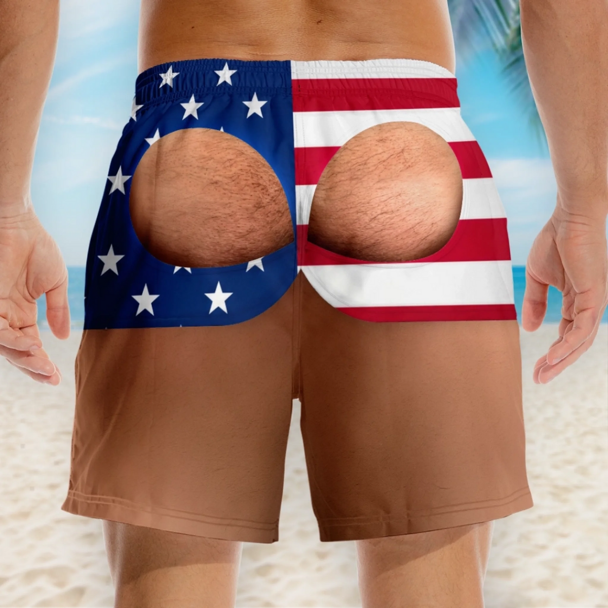 Personalized Funny Patriotic Men Swim Trunks - Gifts For Husband, Son, Grandson, Brother, Grandpa, Dad, Yourself - Look Twice