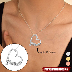 Personalized Name Hearts Christmas Necklace-Gift For Family