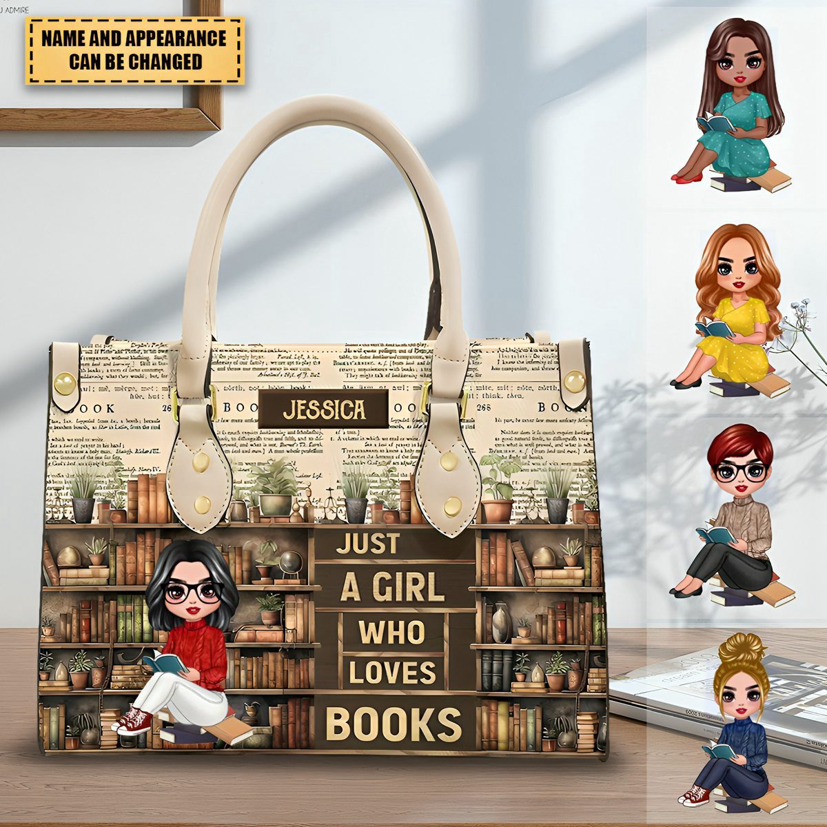 Just A Girl Who Loves Books Vintage - Personalized Leather Bag