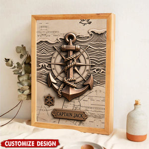 Nautical Anchor Vintage Nautical Map Fragment-Personalized  Poster