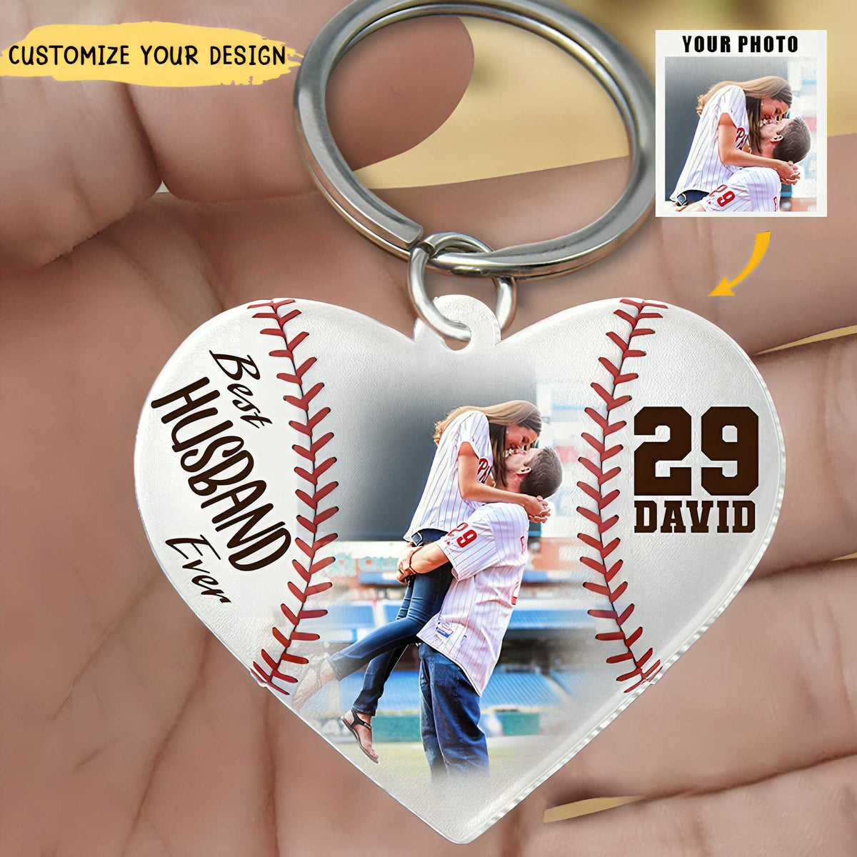 Personalized Gift For Baseball Couple Keychain Best Husband Ever