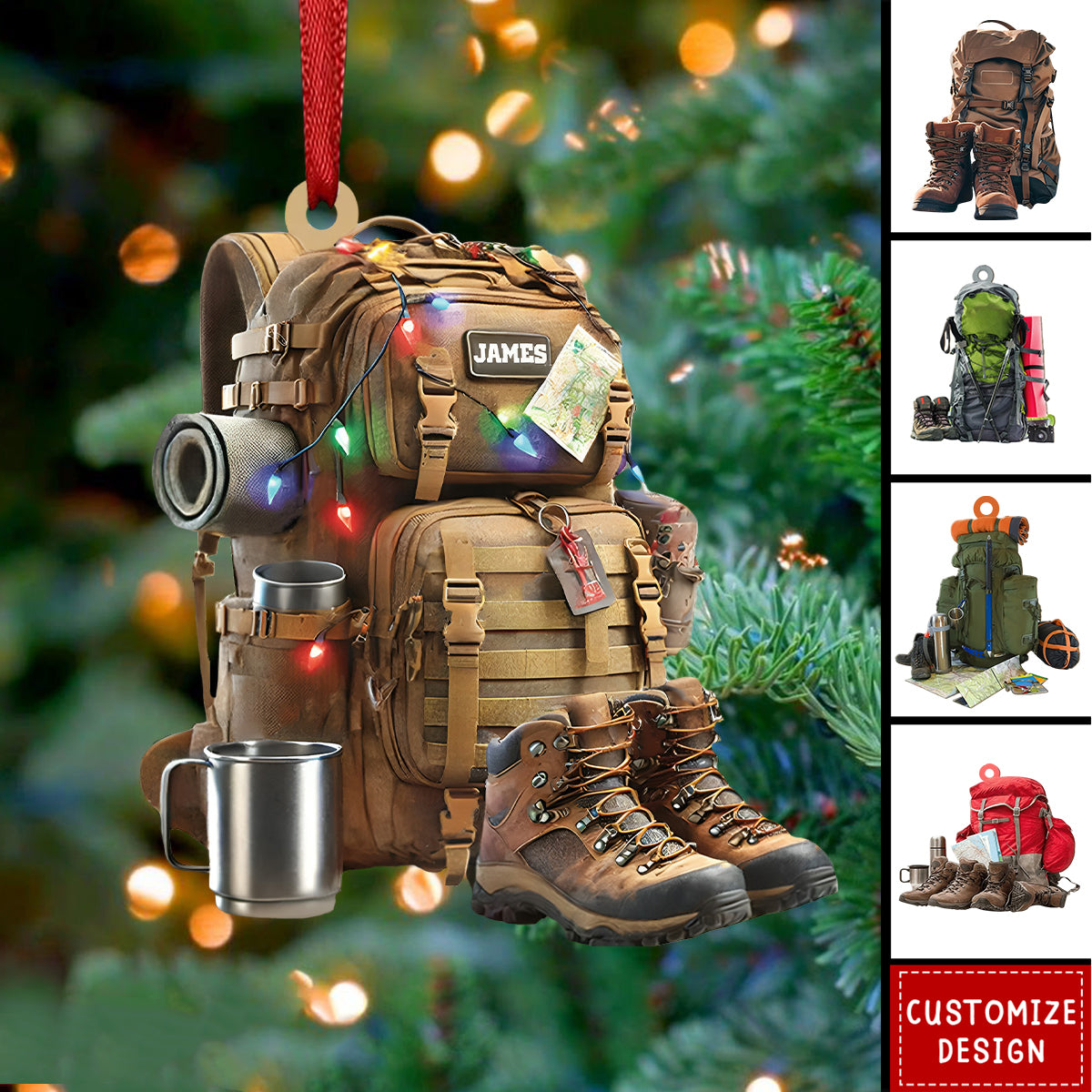 2024 New Release Personalized Hiking Acrylic Ornament, Hiking Lovers Christmas Ornament,Camping Lover Gift