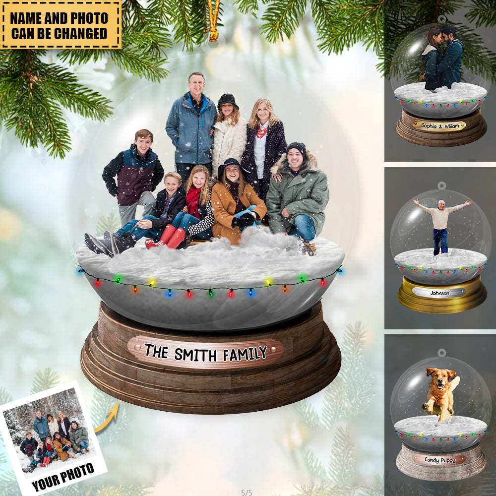 Personalized Family, Friends In Christmas Snowball Acrylic Ornament-Upload Photo